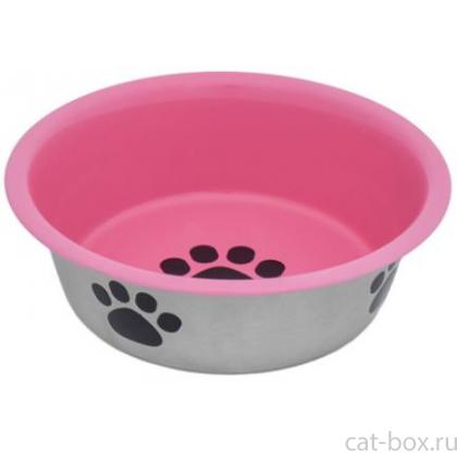 Миска металлическая с рисунком "Били" розовая, 480мл-0