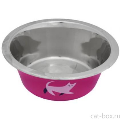 Металлическая миска с рисунком, розовая, 240 мл-0