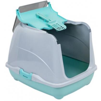 Туалет закрытый с дверцей, совок в комплекте, 50*38*h37см, бирюзовый-1