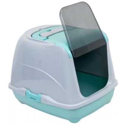 Туалет закрытый с дверцей, совок в комплекте, 50*38*h37см, бирюзовый-2