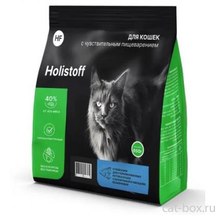 Сухой корм для кошек стерилизованных БЕЗЗЕРНОВОЙ БЕЛАЯ РЫБА и ОВОЩИ, 0,65кг-0