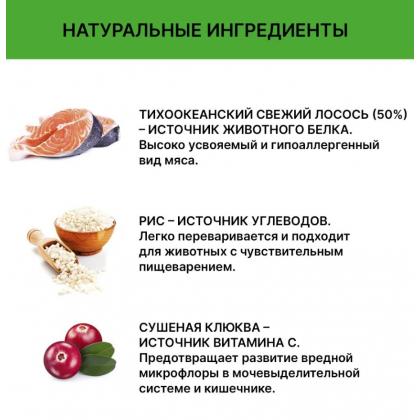 Сухой корм для взрослых кошек с лососем и рисом, 0,65кг-1