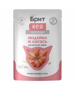 БРИТ КЕА Пауч для взрослых кошек Индейка и Лосось в желе, 75г