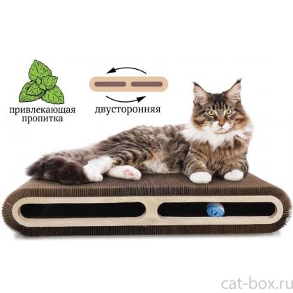 Когтеточка-лежанка Т-34 с мячом большая, гофрокартон, 59*30*10см-0