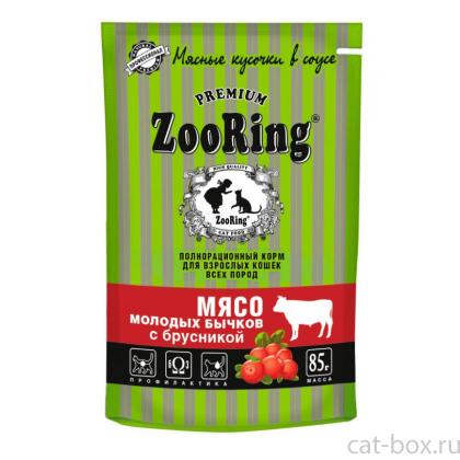 Консервы для кошек Сочные кусочки в соусе Мясо молодых бычков с брусникой, 85г-0