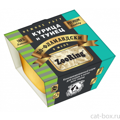 Консервы для кошек и котят Нежное рагу в желе по-Фламандски курица и тунец, 75г-0