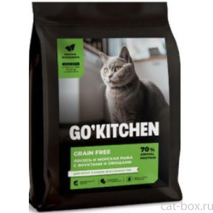 GO! KITCHEN Полнорационный беззерновой сухой корм для котят и кошек всех возрастов с лососем и морской рыбой, 7.26кг-0