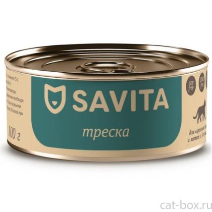 Корм консервированный полнорационный для кошек и котят. Треска. 0.1кг-0