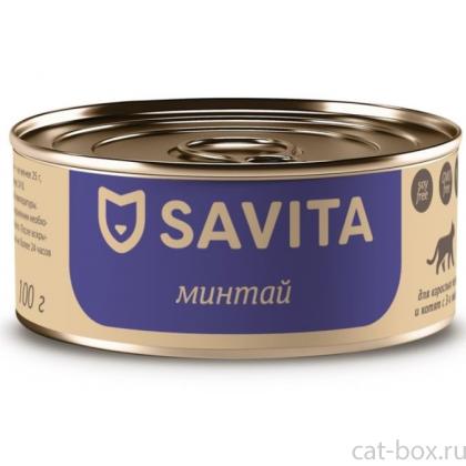 Корм консервированный полнорационный для кошек и котят. Минтай. 0.1кг-0