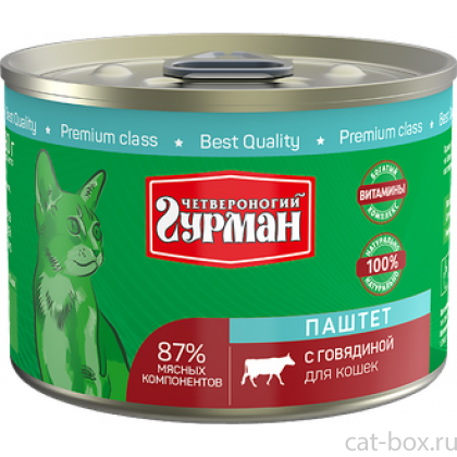 Консервы для кошек Паштет с говядиной, 190г-0