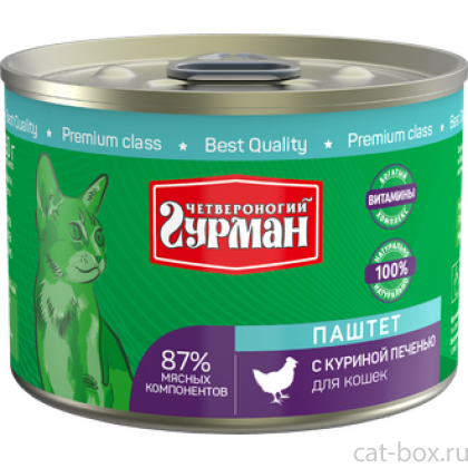 Консервы для кошек Паштет с куриной печенью, 190г-0