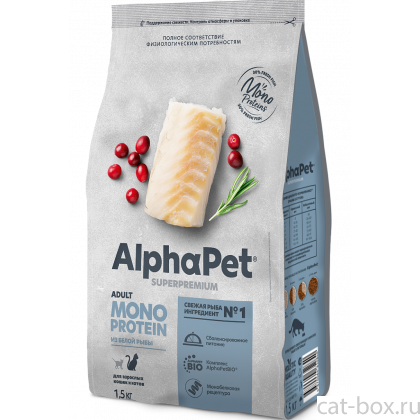 Superpremium MONOPROTEIN Сухой корм из белой рыбы для взрослых кошек, 1,5кг-0