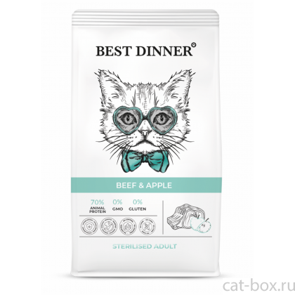 Сухой корм для стерилизованных кошек с Говядиной и Яблоком, 0.4кг-0