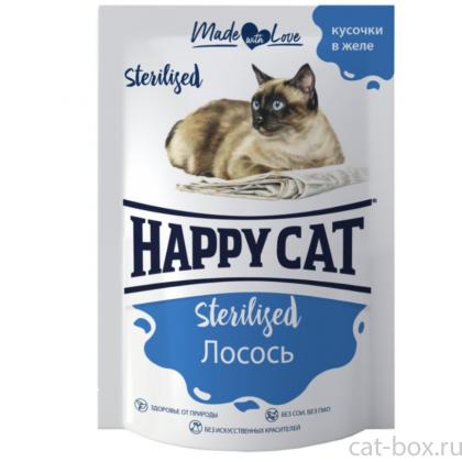 Паучи для стерилизованных кошек лосось кусочки в желе, 85г-0