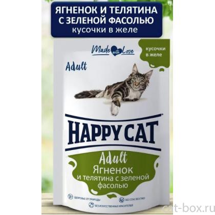 Паучи для кошек ягненок, теленок и зеленая фасоль в желе, 85г-0