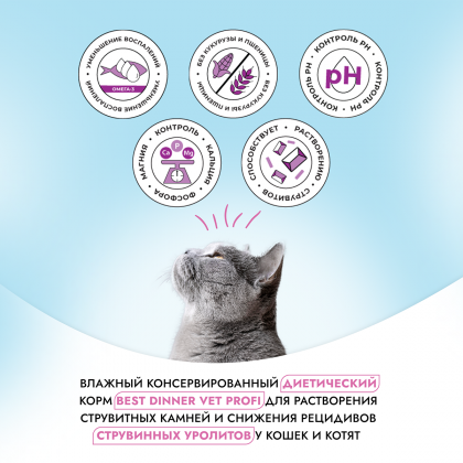 Паучи для кошек кусочки в соусе с Телятиной Vet Profi Urinary, 85г-2