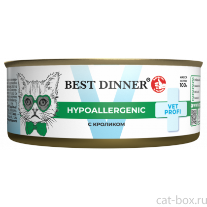 Влажный корм для кошек при пищевой аллергии и непереносимости с кроликом Hypoallergenic, 100г-0