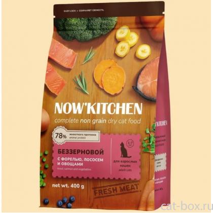 Беззерновой корм для взрослых кошек со свежей форелью, лососем и овощами, Fresh Grain-free Recipe Trout&Salmon, Adult, 0.4кг-0
