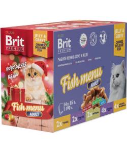 Набор 14штх85г Premium Рыбное меню в соусе и желе для взрослых кошек