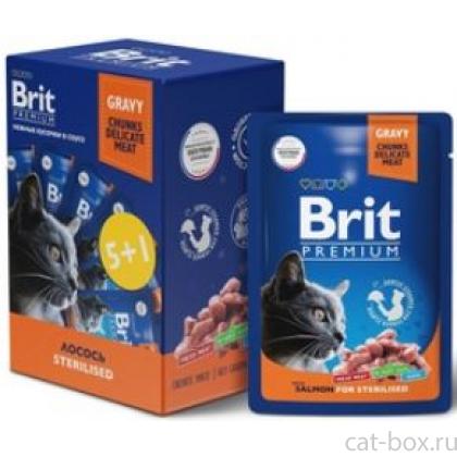 Промо-Набор 5+1 Паучи  для взрослых стерилизованных кошек с лососем в соусе-0