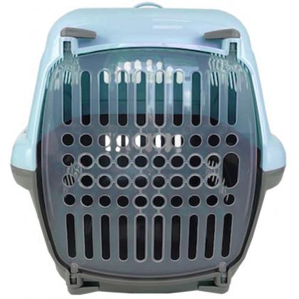 Переноска для животных "Турне" с прозрачной пластиковой дверцей, 48*32*32см, голубая-1