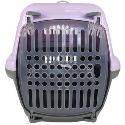 Переноска для животных "Турне" с прозрачной пластиковой дверцей (коврик+ремень), 48*32*32см, фиолетовая-2