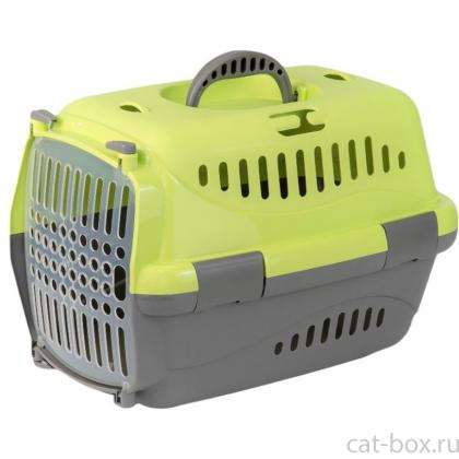 Переноска для животных "Турне" с прозрачной пластиковой дверцей, 48*32*32см, зеленая-0