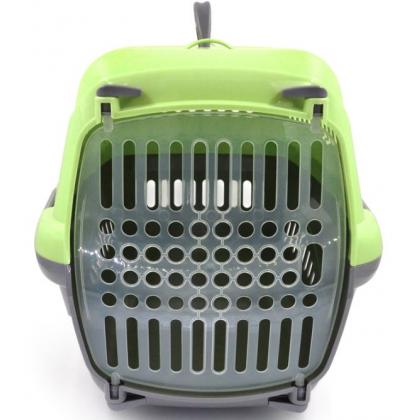 Переноска для животных "Турне" с прозрачной пластиковой дверцей, 48*32*32см, зеленая-1