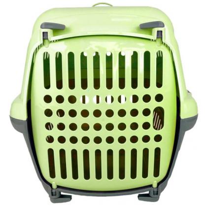 Переноска для животных "Турне" с пластиковой дверцей (коврик+ремень), 48*32*32см, зеленая-2
