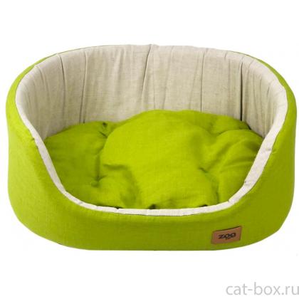 Лежанка овальная "Эколен" с подушкой, зеленая, 43*30*16см-0