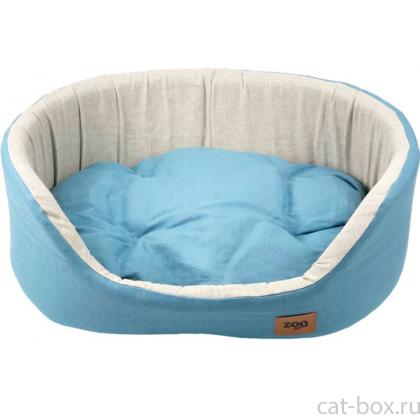 Лежанка овальная "Эколен" с подушкой, голубая, 43*30*16см-0