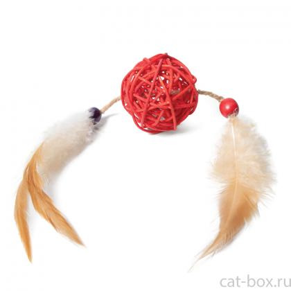 Игрушка для кошек "Шар с перьями", d5/20см-0
