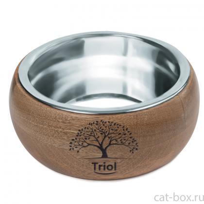 Миска металлическая на деревянной подставке "Древо", 0,33л, серия NATURAL-0