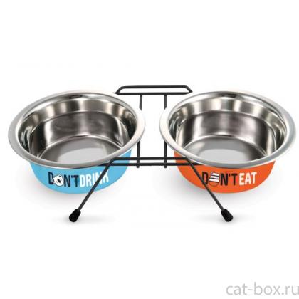 Миски металлические на подставке "Water&Food", 2*0,4л-0