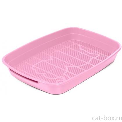 Туалет для кошек с сеткой малый "Леопольд", розовый, 34*26*5см-0