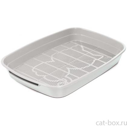 Туалет для кошек с сеткой малый "Леопольд", светло-серый, 34*26*5см-0