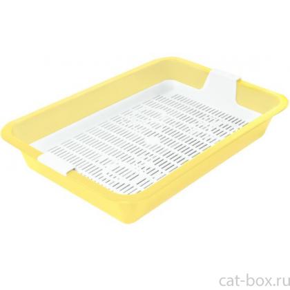 Туалет для кошек c сеткой мини "Барсик", 32,5*23,5*6см, желтый-0
