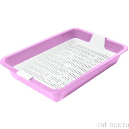 Туалет для кошек c сеткой мини "Барсик", 32,5*23,5*6см, сиреневый-0