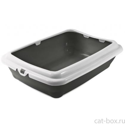 Туалет для кошек прямоугольный с бортом "Штиль", серый/светло-серый, 45,5*35*12,5см-0
