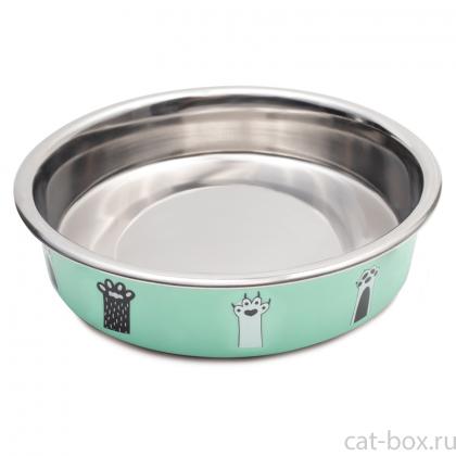 Миска металлическая на резинке "Цап-царап", 13,5см, 0,45л-0