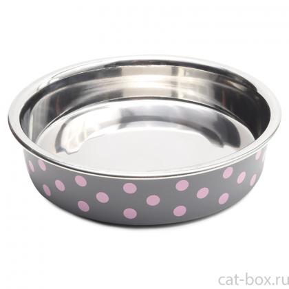 Миска металлическая на резинке "Горошек", 12см, 0,25л-0