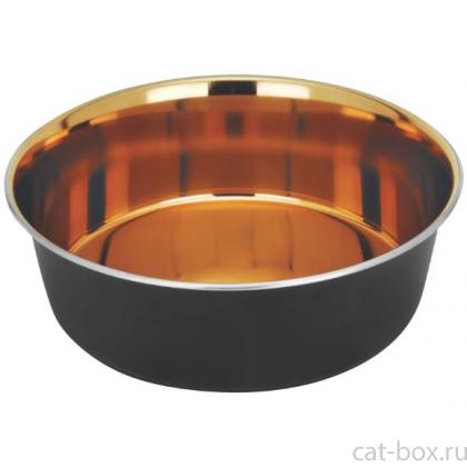 Миска металлическая интерьерная на силиконовой резинке утяжеленная "Гранж", 0,4л, 11,8*11,8*5см-0