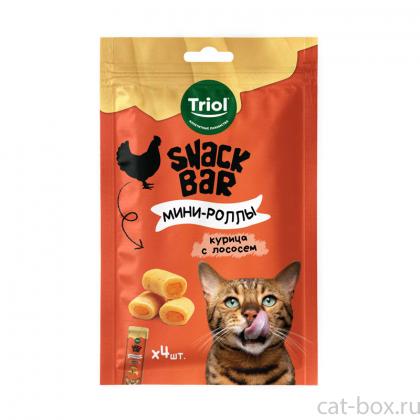 Лакомство для кошек "Мини-роллы с начинкой из курицы с лососем", серия SNACK BAR, 40г-0