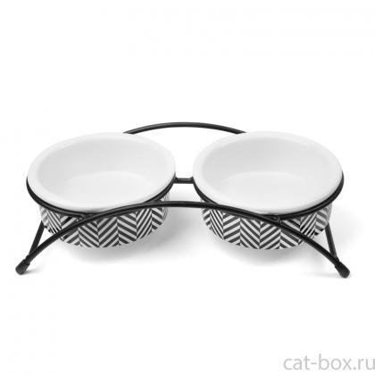 Миска керамическая на подставке "Сканди", 2*0,25л-0