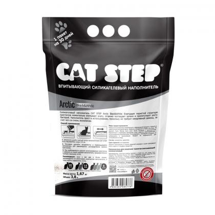 Наполнитель впитывающий силикагелевый CAT STEP Arctic Black&White, 3,8л, 1,67кг-3