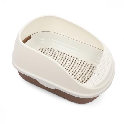 Туалет для кошек прямоугольный с бортом "Капучино" (совок и сетка в комплекте), коричневый/белый, 56*39*26см, серия HYGIENE-1