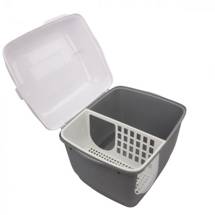 Туалет для кошек закрытый (совок в комплекте) "Лабиринт", серый/белый, 57,5*44*44см, серия HYGIENE-1