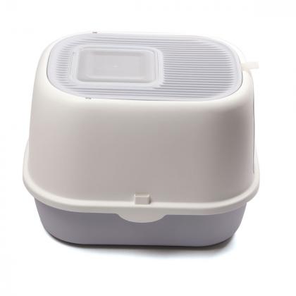 Туалет для кошек закрытый с двумя дверцами "Бухта" (совок в комплекте), серый/белый, 40*39*52см, серия HYGIENE-1