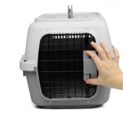 Переноска для животных с металлической дверцей "Карго" М, серая, 57*37*33см, серия TRAVEL-1