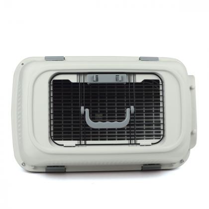 Переноска для животных с металлической дверцей и верхним люком "Карго" М, серая, 57*37*33см, серия TRAVEL-1